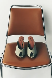 Lola Cruz Peep-Toe Mule Heels