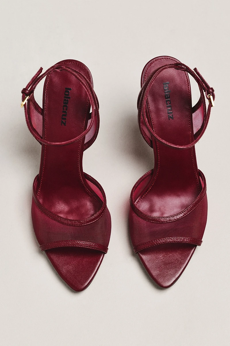 Lola Cruz Mesh Open-Toe Heels