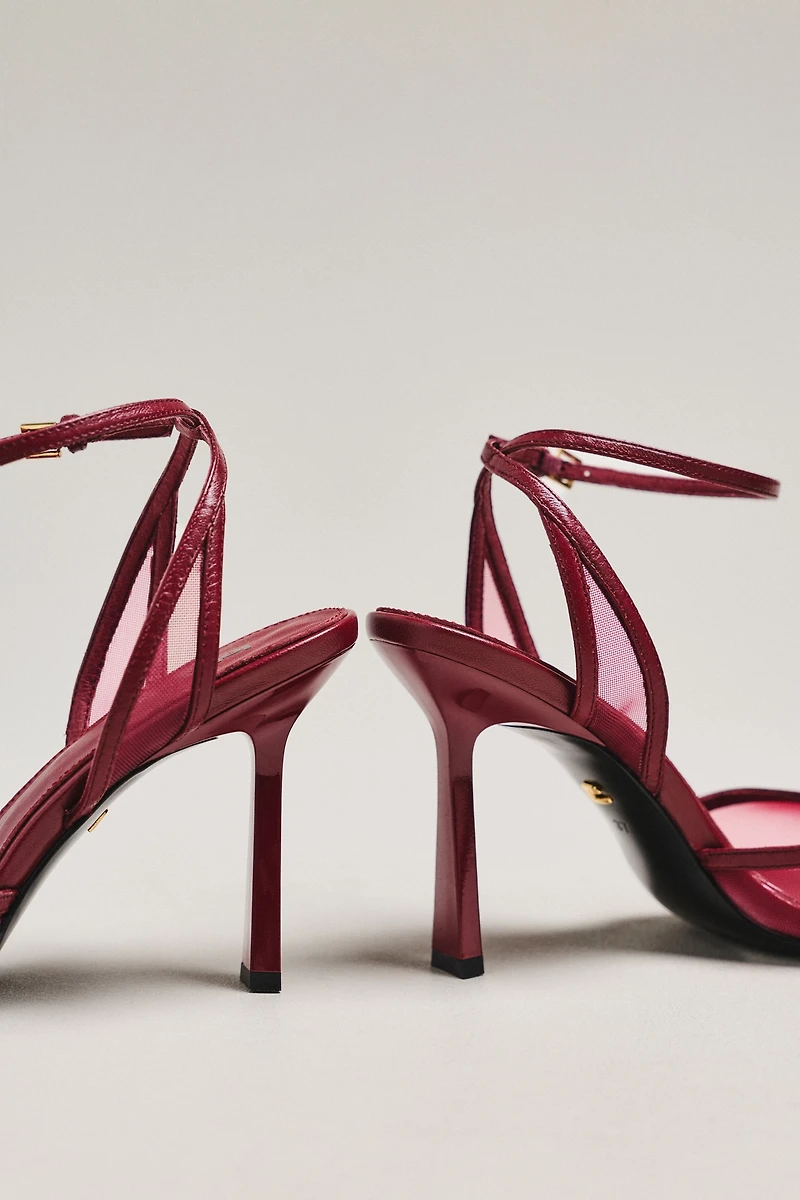 Lola Cruz Mesh Open-Toe Heels