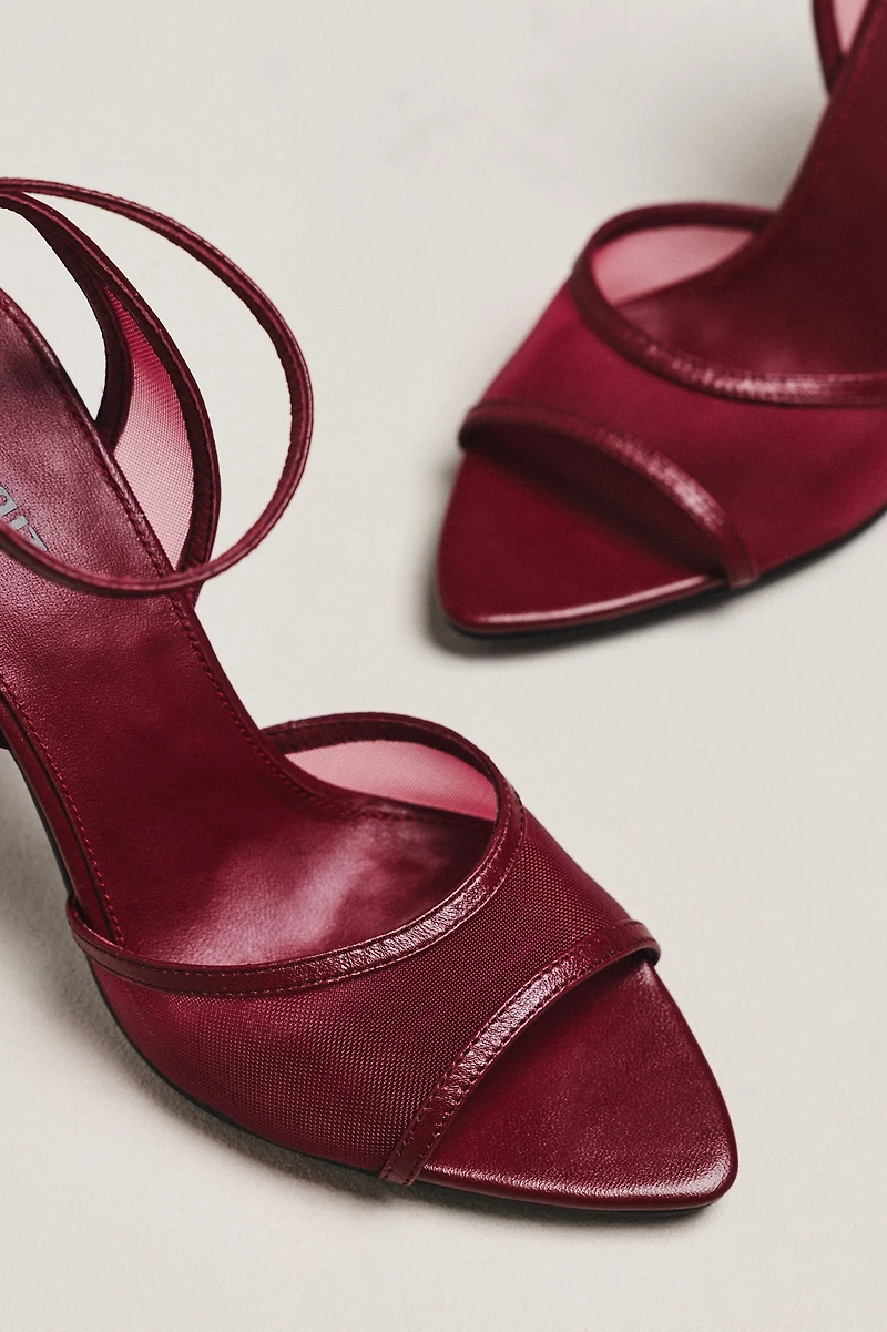 Lola Cruz Mesh Open-Toe Heels