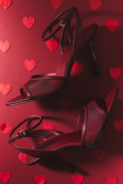 Lola Cruz Mesh Open-Toe Heels