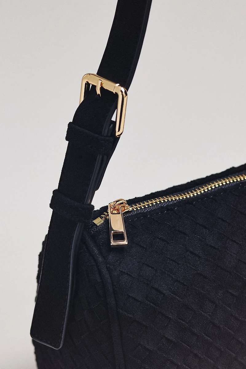 By Anthropologie Woven Faux-Suede Shoulder Bag