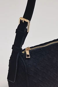 By Anthropologie Woven Faux-Suede Shoulder Bag