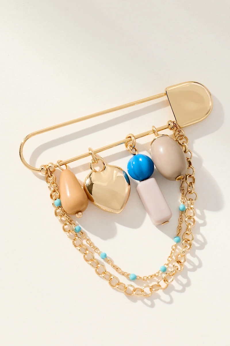 Paperclip Beaded Charm Brooch