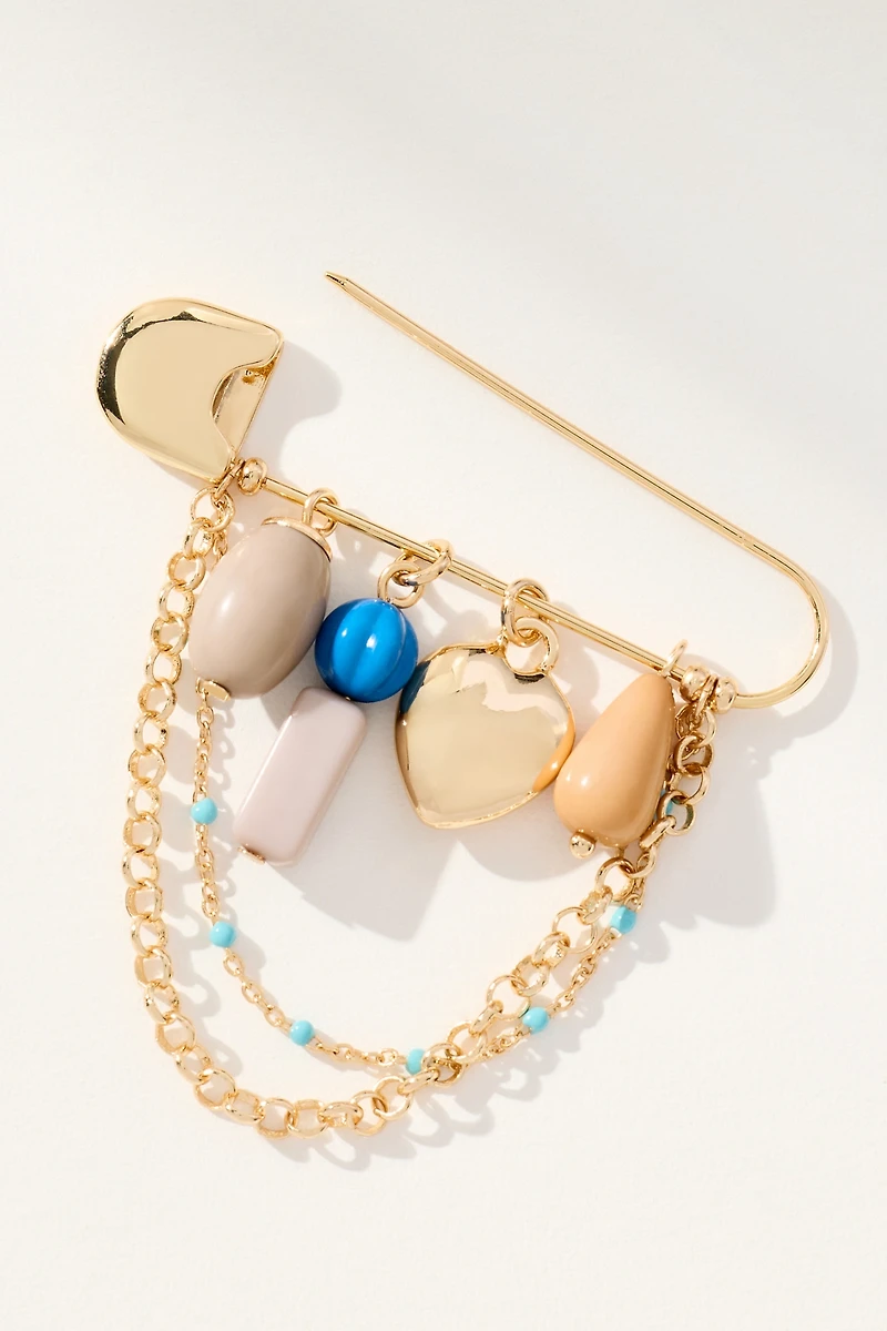 Paperclip Beaded Charm Brooch