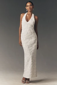 BHLDN Textured Halter Slim Midi Dress