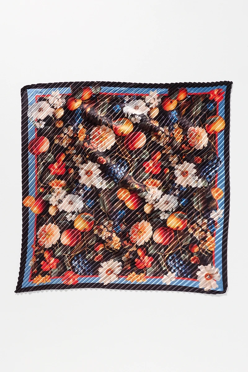 Pleated Floral Hair Scarf