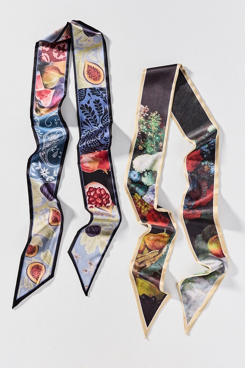 Skinny Floral Hair Scarves, Set of 2