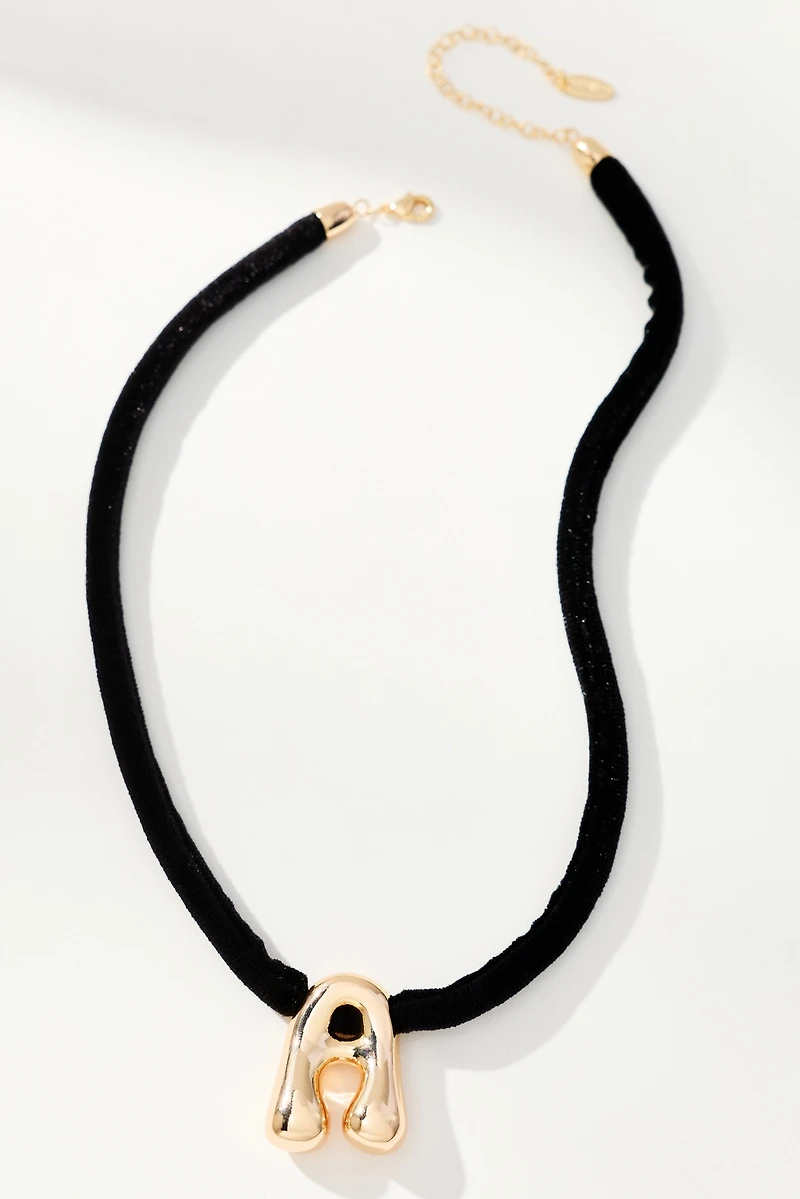 Corded Bubble Letter Monogram Necklace