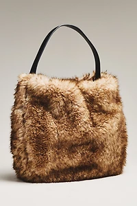 Faux Fur Slouchy Bucket Tote Bag