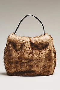 Faux Fur Slouchy Bucket Tote Bag