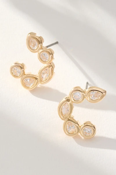 Mixed Crystal Half-Moon Earrings