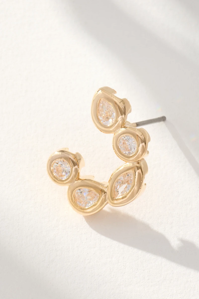 Mixed Crystal Half-Moon Earrings