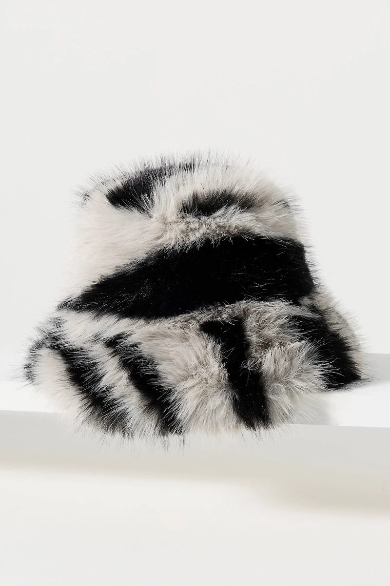 Colorblock Faux Fur Bucket Hat