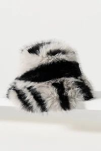 Colorblock Faux Fur Bucket Hat