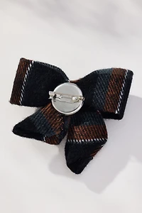 Embellished Plaid Bow Brooch