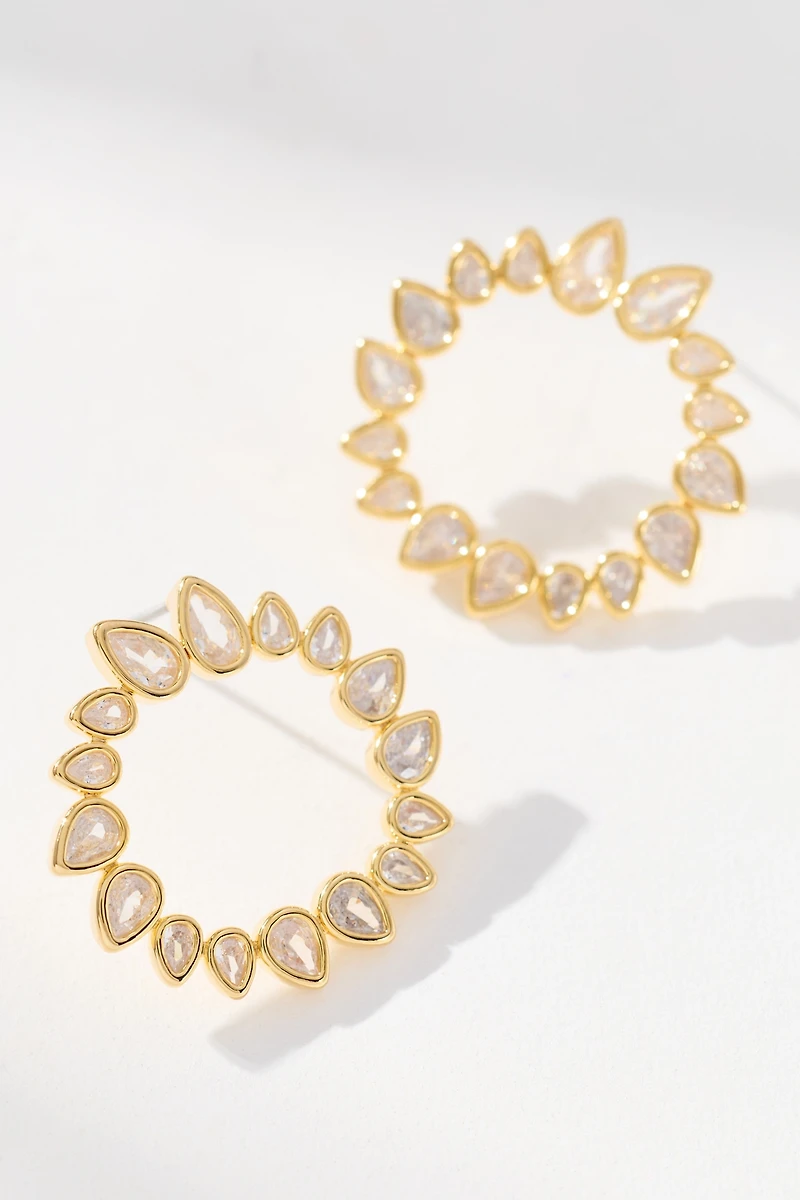 Round Crystal Post Earrings