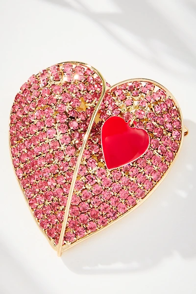 Crystal Heart Brooch