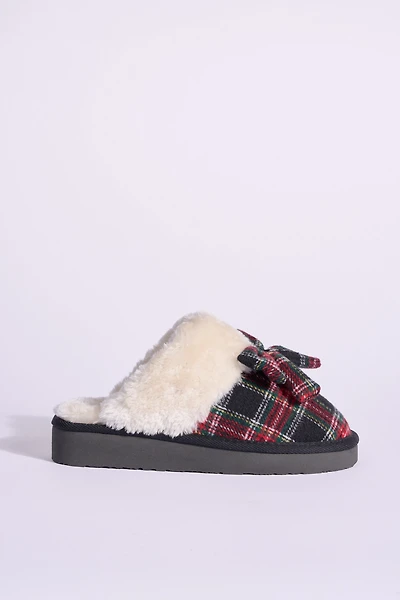 Minnetonka Bow Scuff Slide Slippers