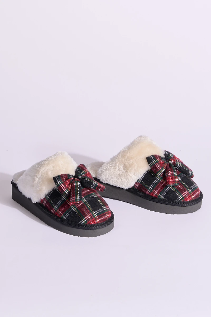 Minnetonka Bow Scuff Slide Slippers