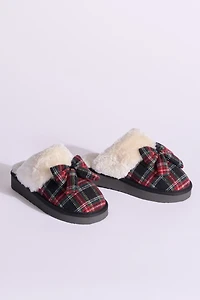 Minnetonka Bow Scuff Slide Slippers