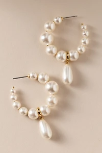 NADRI London Pearl Drop Hoop Earrings