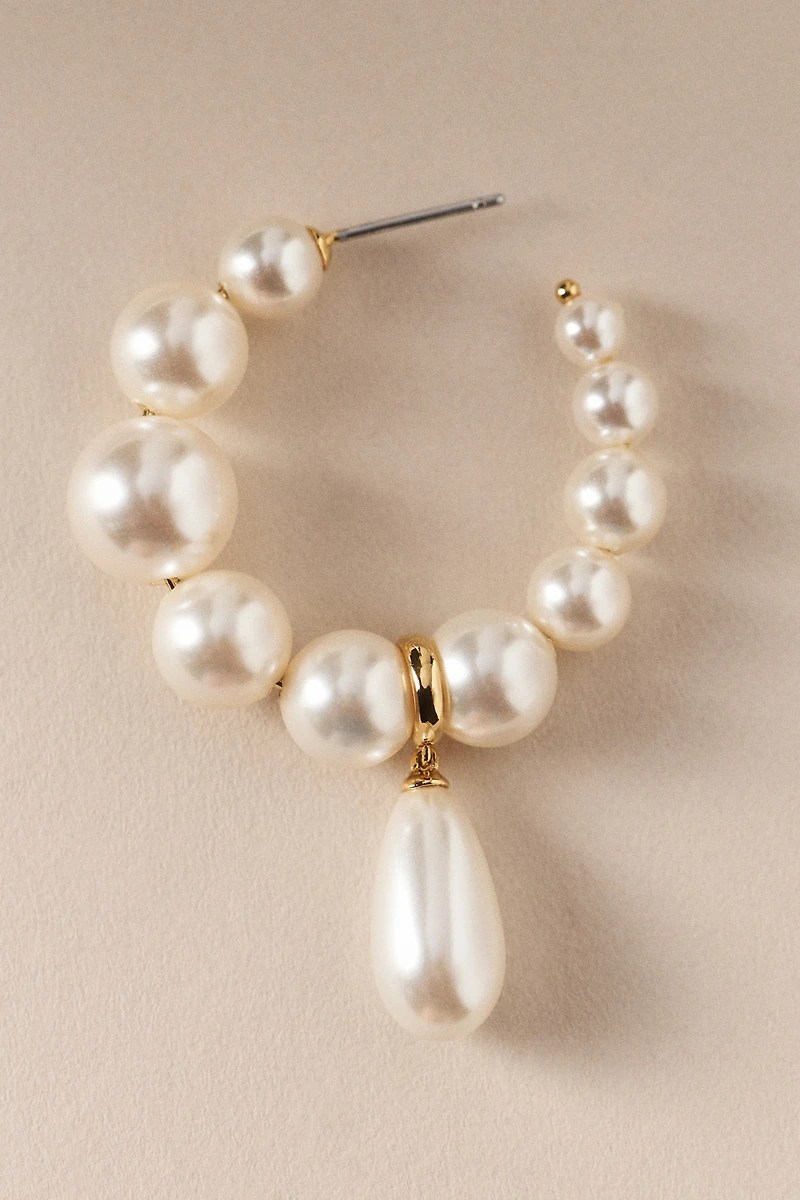 NADRI London Pearl Drop Hoop Earrings