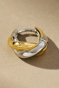 Mixed Metal Twist Huggie Hoop Earrings