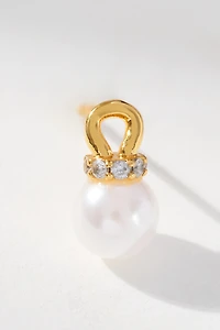 Mini Pavé Pearl Post Earrings