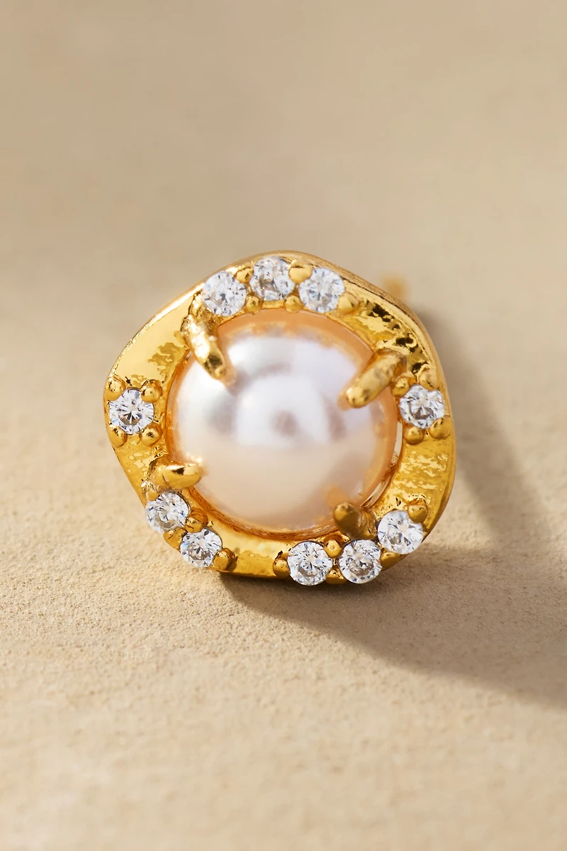Shimmered Pearl Post Earrings