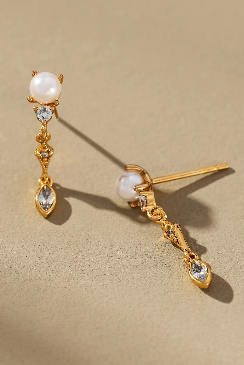 Linear Shimmered Pearl Earrings