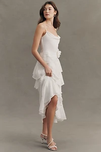 BHLDN Chiffon Tiered Rosette Maxi Dress