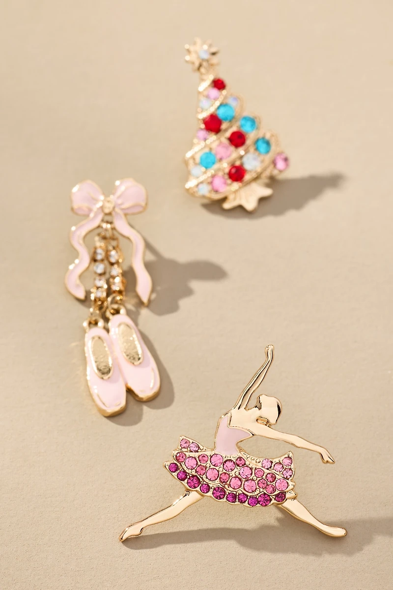 Festive Cheer Brooches, Set of 3