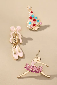 Festive Cheer Brooches, Set of 3