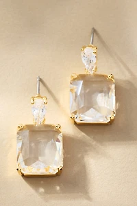 Glam Square Crystal Drop Earrings