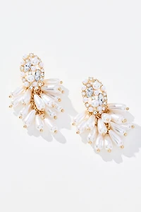 Pearl Cluster Crystal Drop Earrings