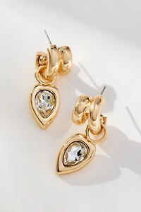 Double Twist Pear Crystal Earrings