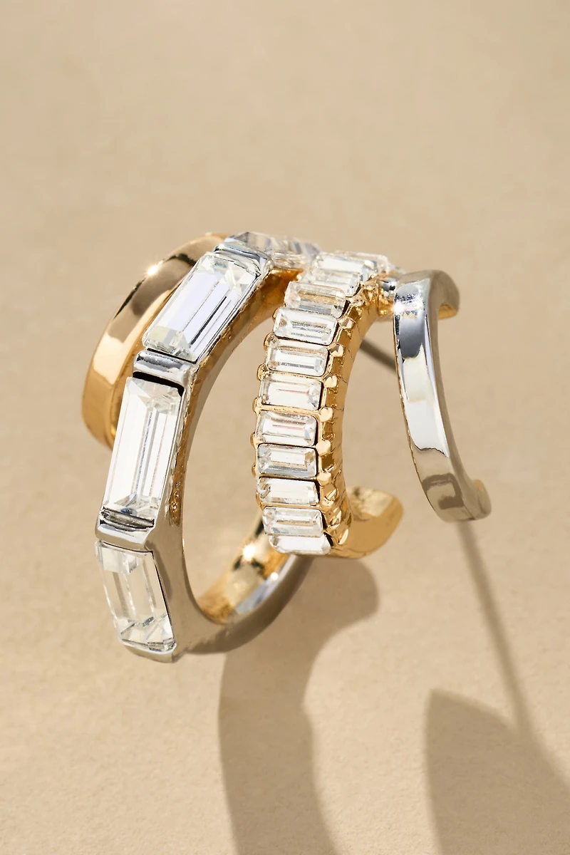 Crystal Multi-Hoop Huggie Earrings