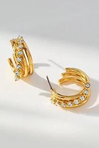 Angled Crystal Huggie Hoop Earrings