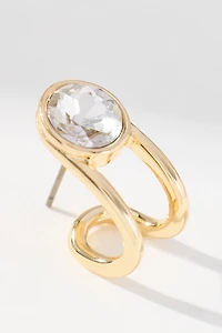 Round Crystal Prong Huggie Hoop Earrings