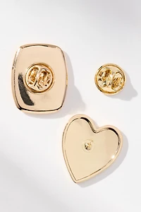 Monogram and Heart Brooch, Set of 2