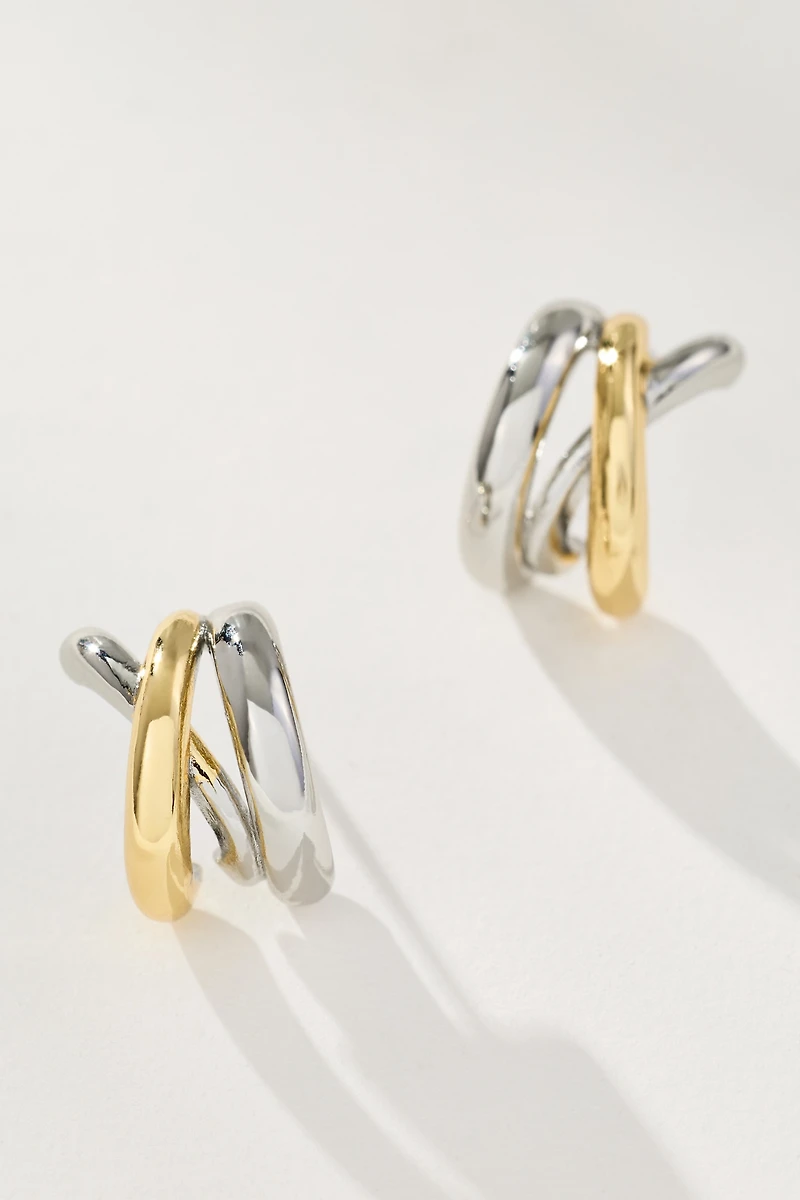 Mixed Metal Crisscross Earrings