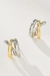 Mixed Metal Crisscross Earrings