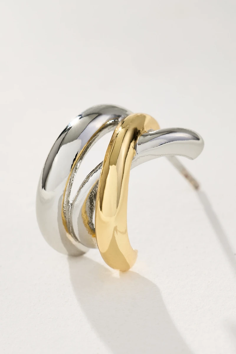 Mixed Metal Crisscross Earrings