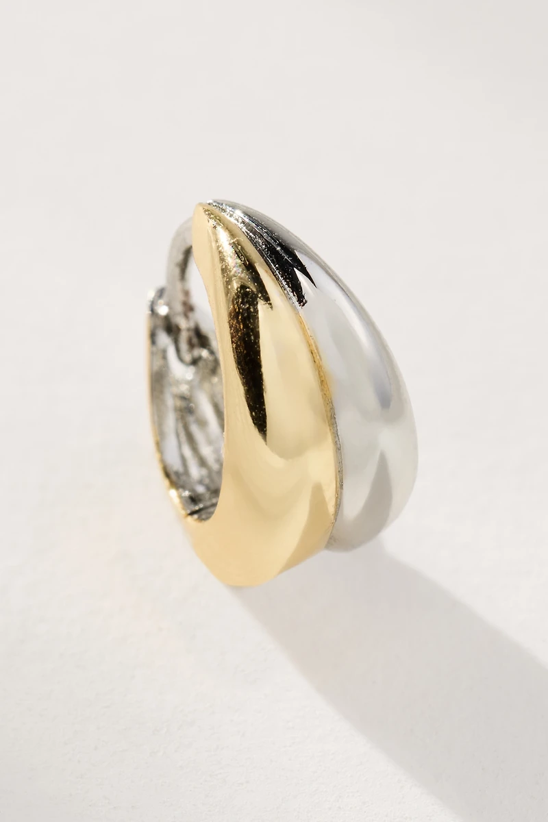 Two-Tone Loop Huggie Earrings