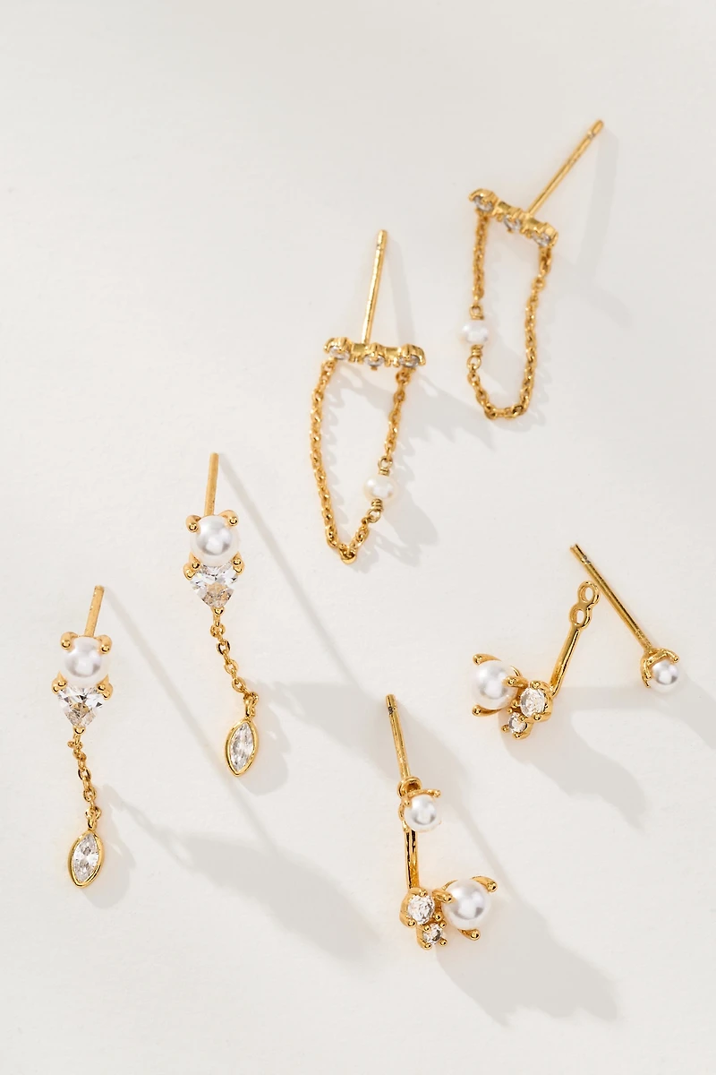 Drippy Pearl Earrings, Set of 3