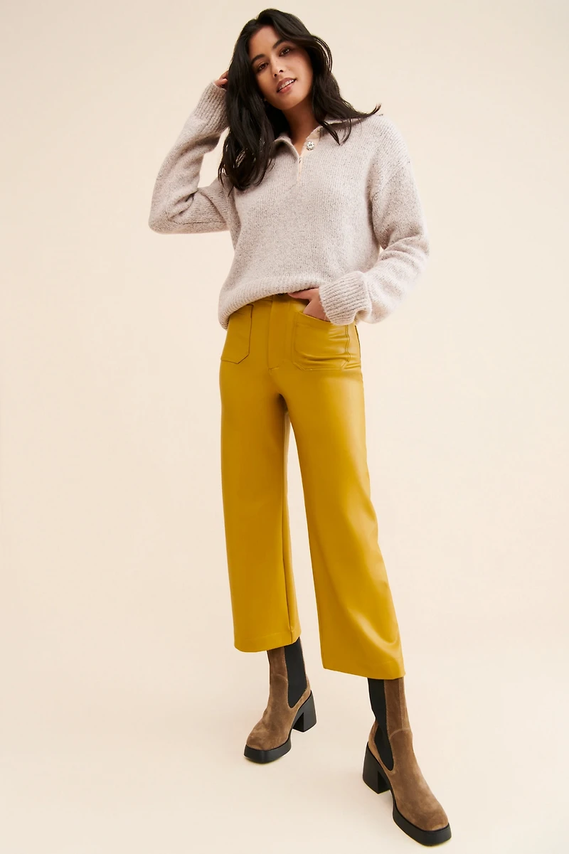 Maeve The Colette Cropped Vegan Leather Pants