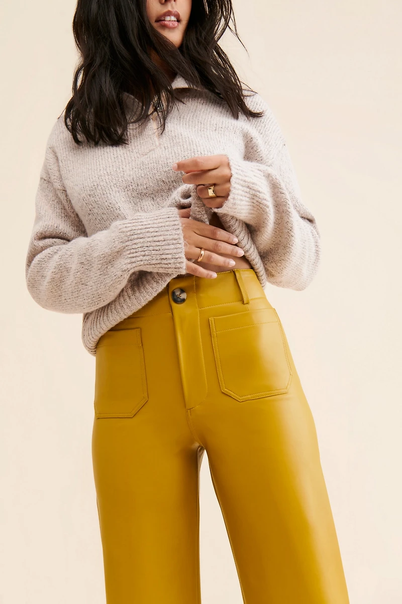 Maeve The Colette Cropped Vegan Leather Pants
