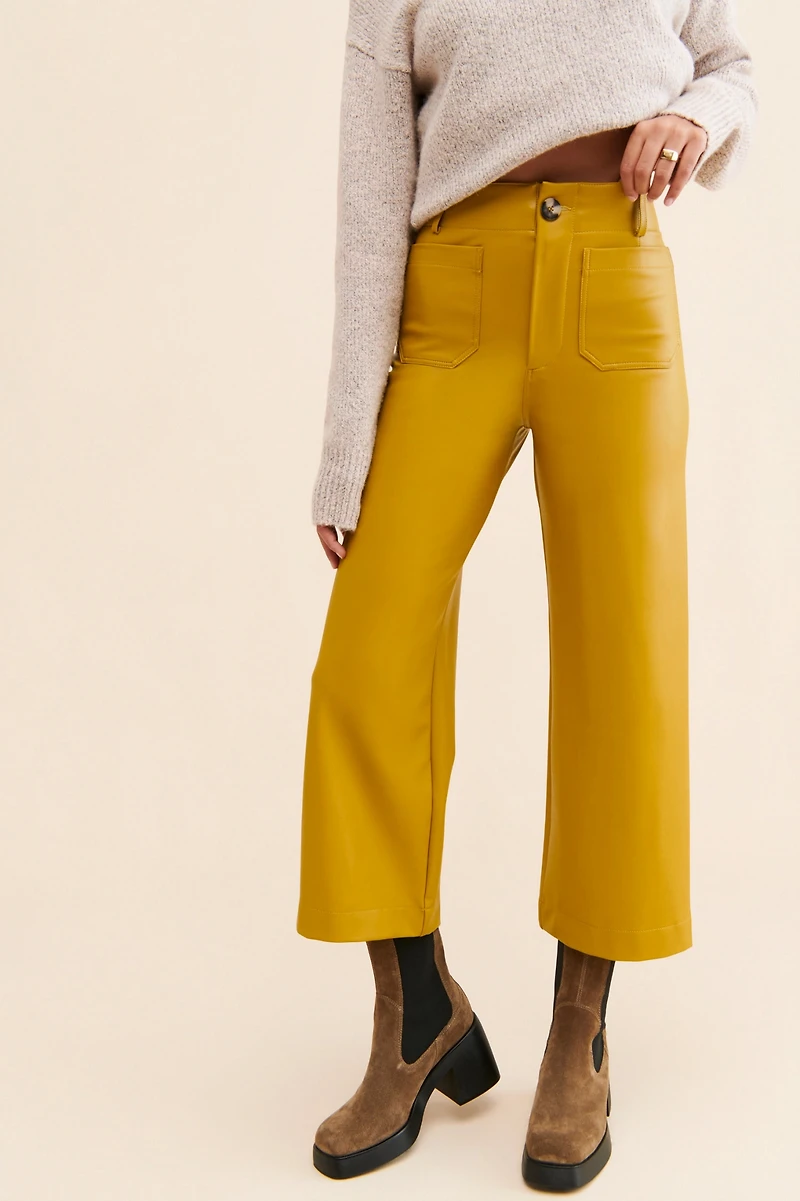 Maeve The Colette Cropped Vegan Leather Pants
