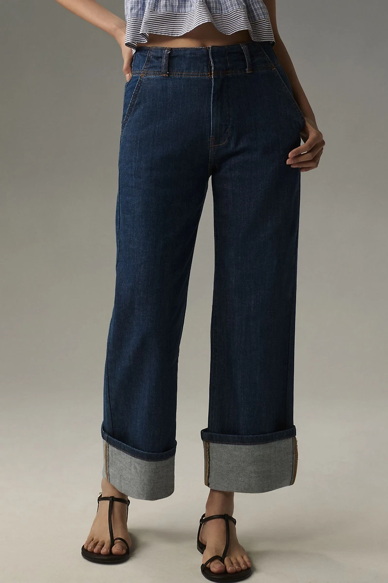 Pilcro Relaxed Cuff Mid-Rise Straight-Leg Jeans